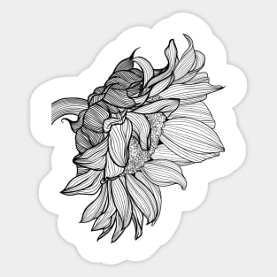 sunflower line draw Sticker